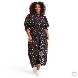 RIXO x Target Plus Size Polka Dot Mock Neck Cascade Ruffle Dress